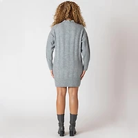 Devoted robe-pull à manches longues, col montant et larges côtes