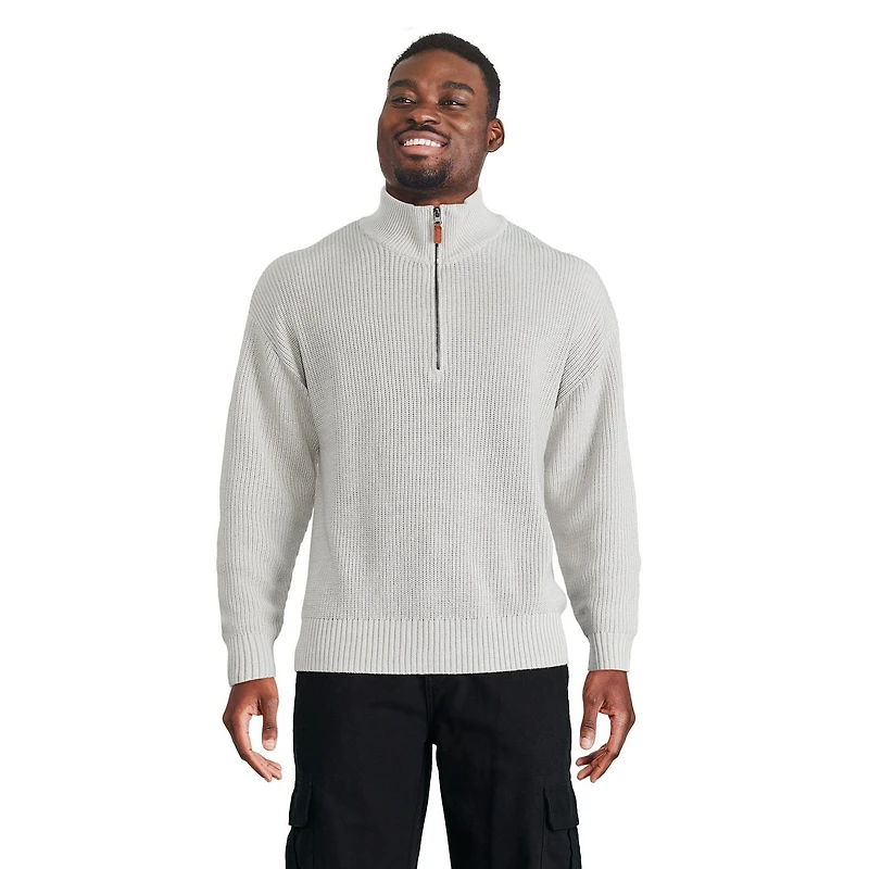Chandail à demi-fermeture éclair et tricot côtelé George pour hommes Tailles P-2XL