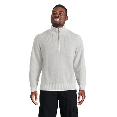 Chandail à demi-fermeture éclair et tricot côtelé George pour hommes Tailles P-2XL