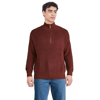 George Men's Ribbed Half-Zip Sweater, Sizes S-2XL