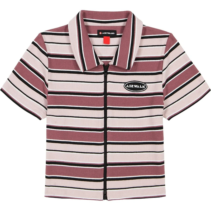 AIRWALK 2X2 RIB CROPPED ZIP TEE