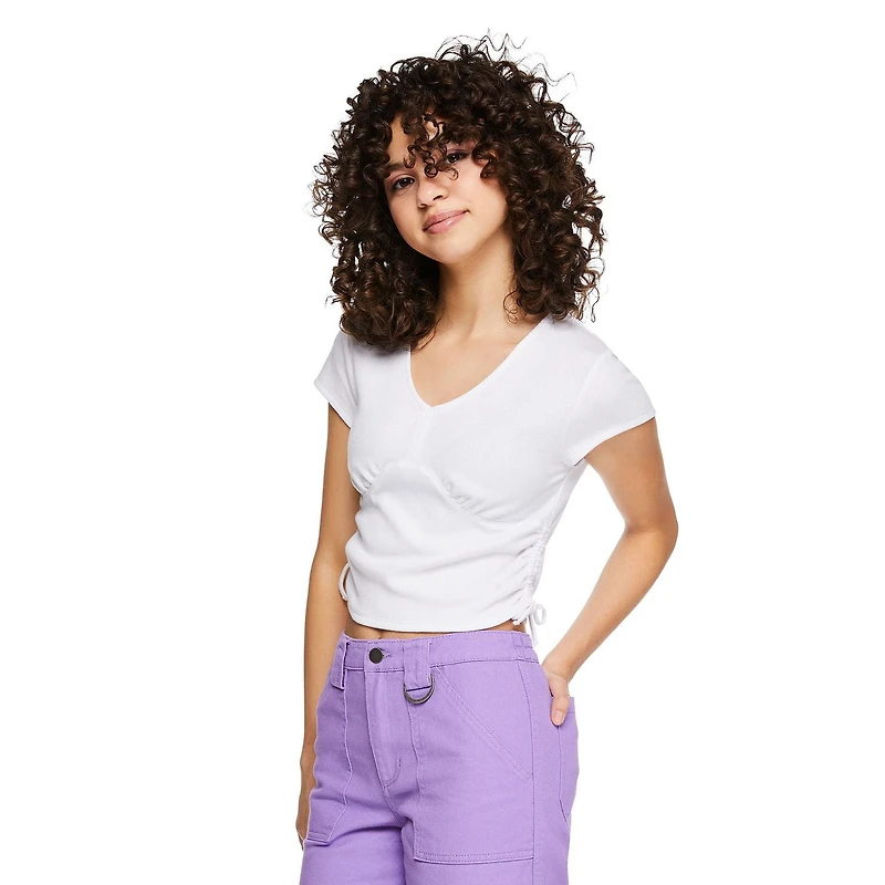 Haut à encolure en V et ruché sur les côtés My Sister’s Closet pour filles