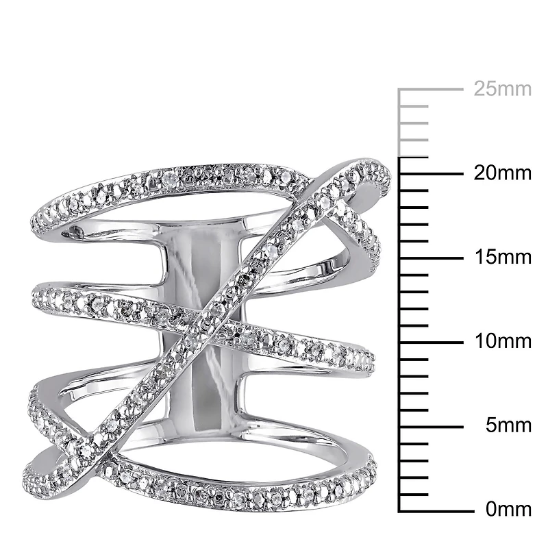 Bague entrecroisée Miabella avec diamants 1/5 CT poids total en argent sterling