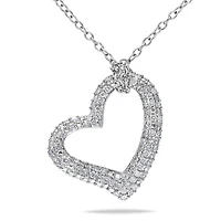 Pendentif de forme coeur Miabella avec diamants 1/3 CT poids total en argent sterling 18 po