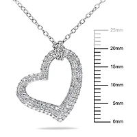 Pendentif de forme coeur Miabella avec diamants 1/3 CT poids total en argent sterling 18 po