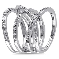 Bague entrecroisée Miabella avec diamants 1/5 CT poids total en argent sterling