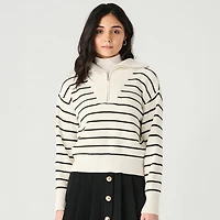 Devoted long sleeve half-zippered sweater