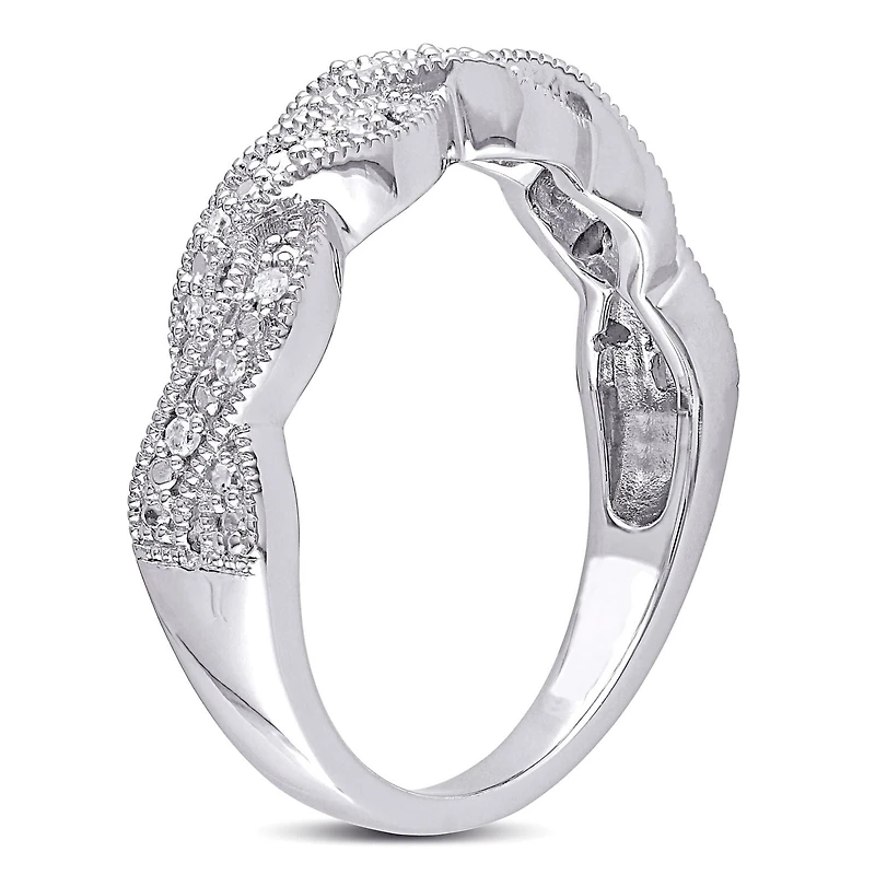 Bague torsadée Miabella avec diamants 1/10 CT poids total en argent sterling