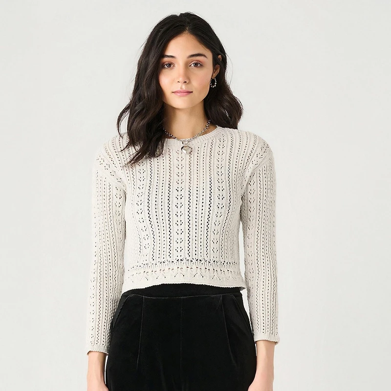 Devoted lacy knit cropped sweater