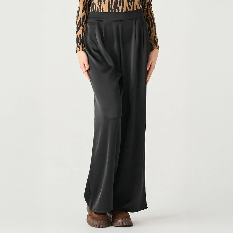 Devoted high-waisted satin wide-leg pants