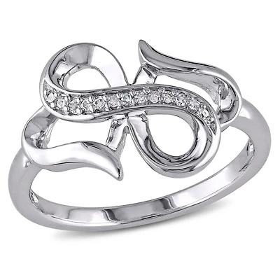 Bague de forme coeur et infini Miabella avec accents de diamants en argent sterling