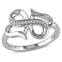 Bague de forme coeur et infini Miabella avec accents de diamants en argent sterling
