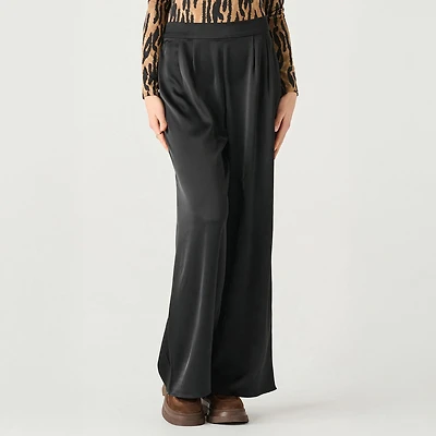 Devoted high-waisted satin wide-leg pants