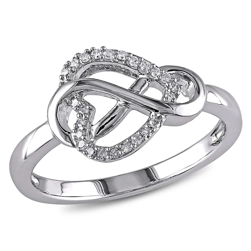 Miabella 1/10 Carat T.W. Diamond Sterling Silver Infinity Heart Ring