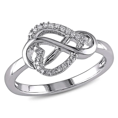 Miabella 1/10 Carat T.W. Diamond Sterling Silver Infinity Heart Ring