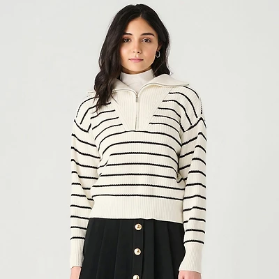 Devoted long sleeve half-zippered sweater