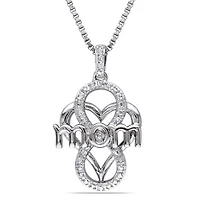 Pendentif "mom" de forme coeur et infini Miabella avec accents de diamants en argent sterling, 18 po