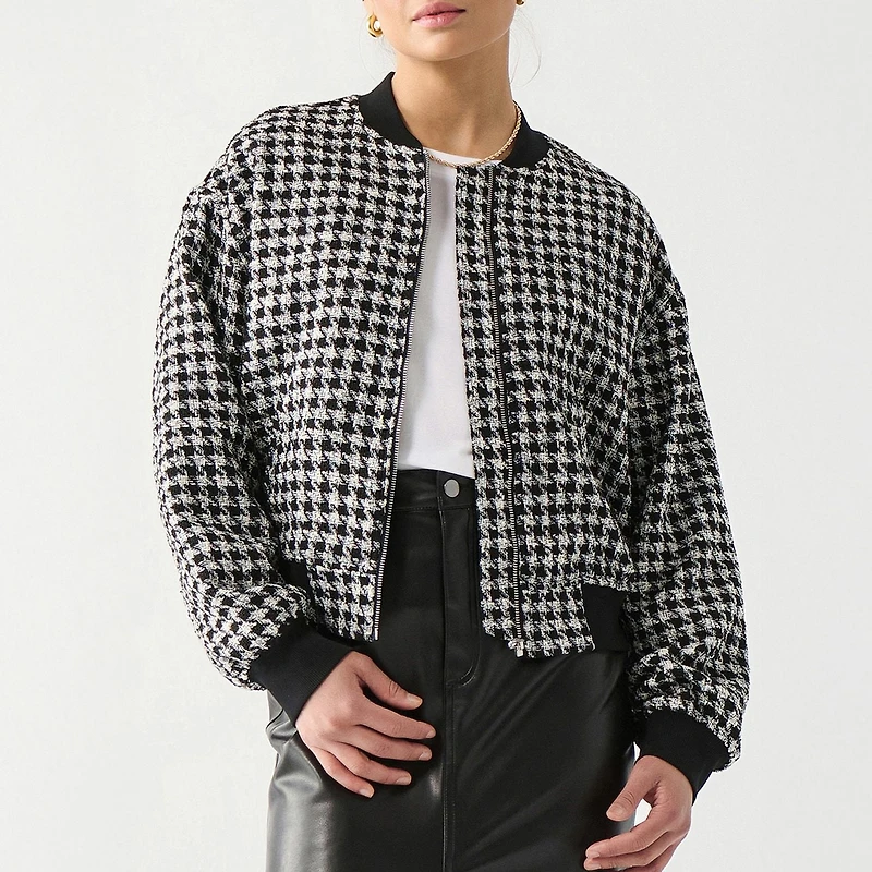 Devoted houndstooth bomber jacket