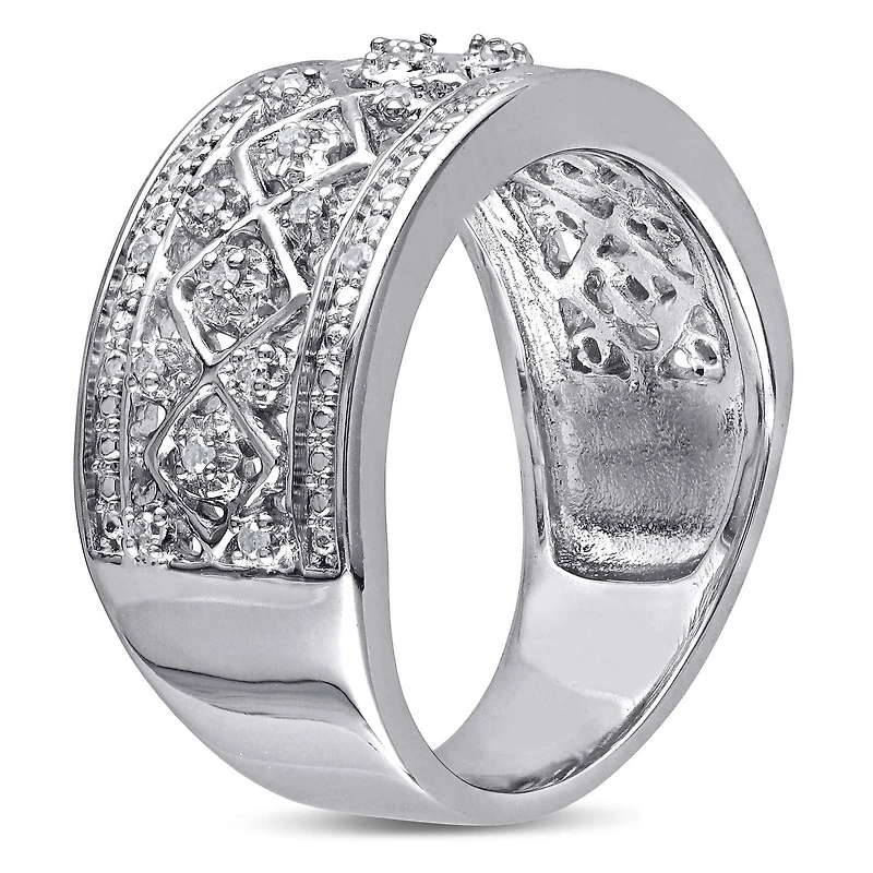 Bague rétro Miabella avec diamants 1/7 CT poids total en argent sterling