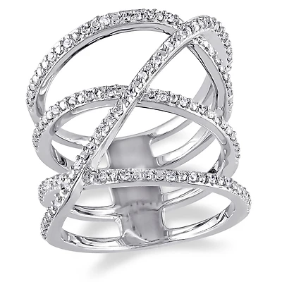 Bague entrecroisée Miabella avec diamants 1/5 CT poids total en argent sterling
