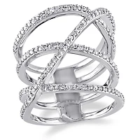 Bague entrecroisée Miabella avec diamants 1/5 CT poids total en argent sterling