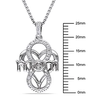 Pendentif "mom" de forme coeur et infini Miabella avec accents de diamants en argent sterling, 18 po