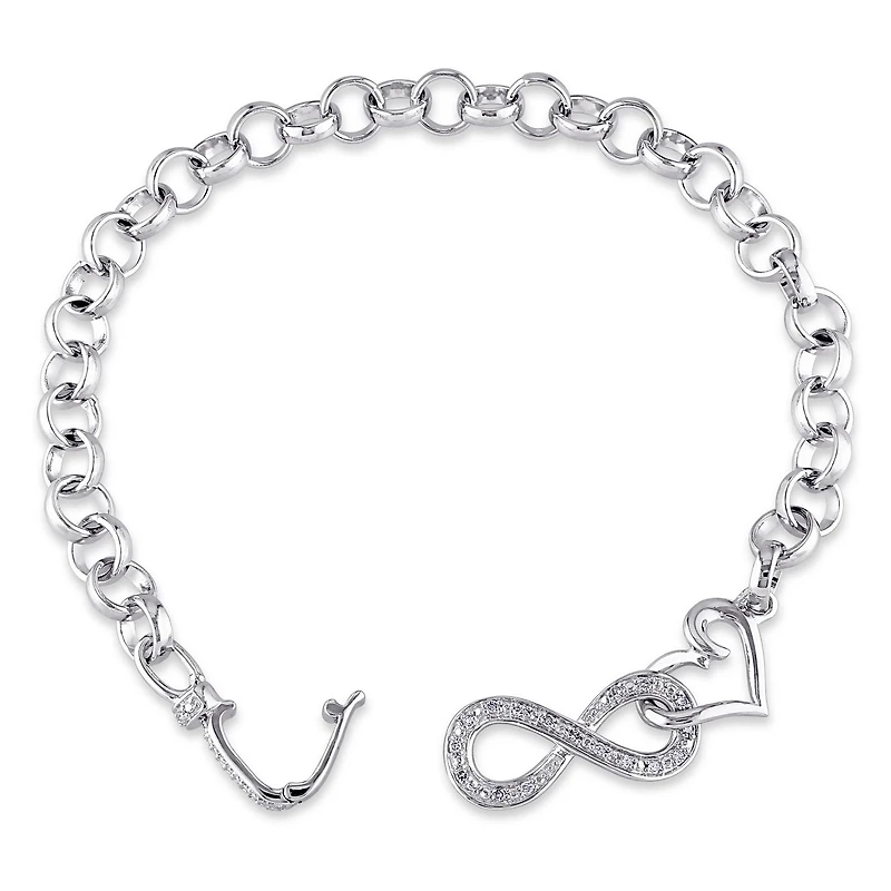 Ensemble de collier et de bracelet infini Miabella avec diamants 1/5 CT poids total en argent sterling