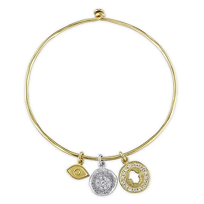 Bracelet à breloques Miabella avec zircons cubiques 4/5 CT PBT en argent sterling double ton, 8,25 po