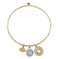 Bracelet à breloques Miabella avec zircons cubiques 4/5 CT PBT en argent sterling double ton, 8,25 po