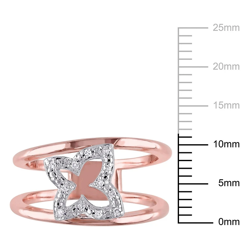 Miabella Diamond-Accent Rose Rhodium-Plated Sterling Silver Openwork Butterfly Ring