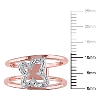 Miabella Diamond-Accent Rose Rhodium-Plated Sterling Silver Openwork Butterfly Ring