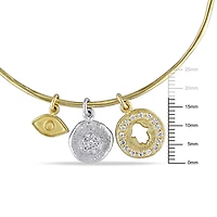 Miabella 4/5 Carat T.G.W. Cubic Zirconia Two-Tone Sterling Silver Charm Bracelet, 8.25"
