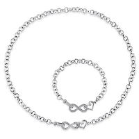 Ensemble de collier et de bracelet infini Miabella avec diamants 1/5 CT poids total en argent sterling