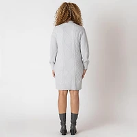 Devoted robe-pull à manches longues, col montant et motif torsadé