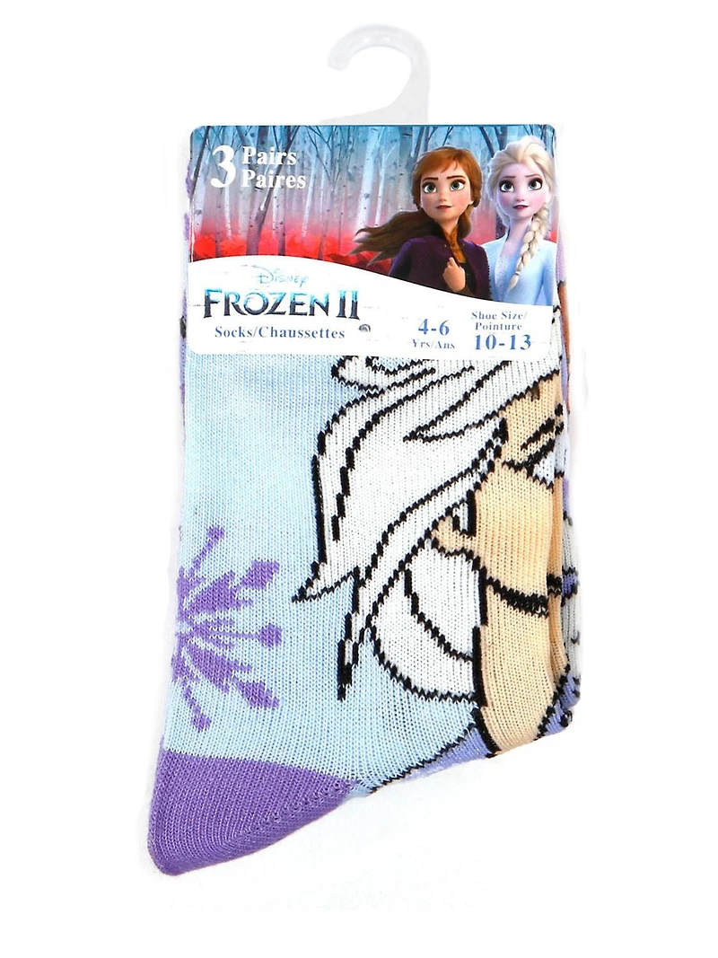 Paquets de trois chaussettes imprimées pour les filles de Frozen 2 Taille 10-13
