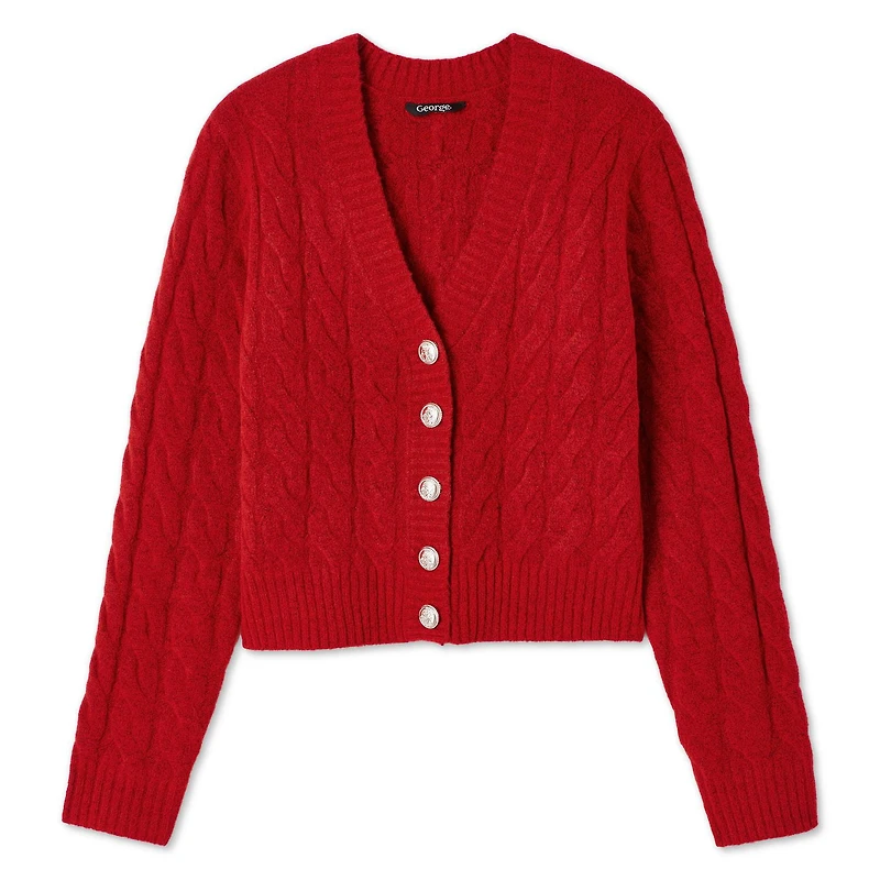George Women's Boxy Cable Knit Cardigan, Sizes XS-XXL