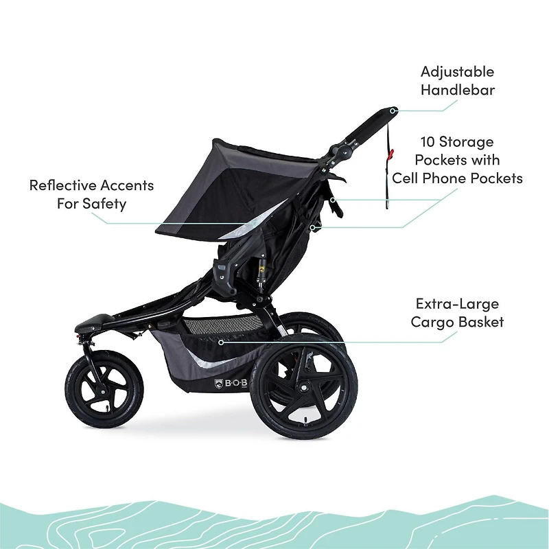 Poussette de Jogging  Revolution Flex 3.0 Duallie, Graphite Black de BOB Gear