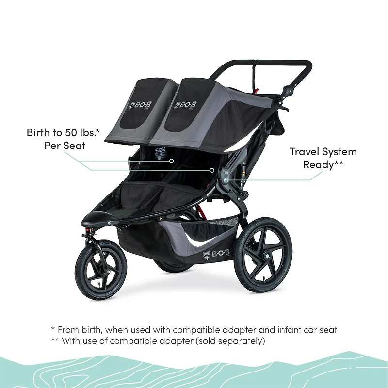 Poussette de Jogging  Revolution Flex 3.0 Duallie, Graphite Black de BOB Gear