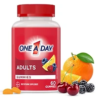 Gummies multivitamines One A Day pour adultes – Gummies multivitamines quotidiennes pour les hommes et les femmes; contiennent des vitamines A, B6, B12, C, D et E, biotine et zinc 60 gummies