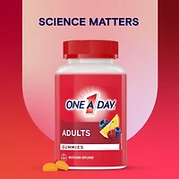 Gummies multivitamines One A Day pour adultes – Gummies multivitamines quotidiennes pour les hommes et les femmes; contiennent des vitamines A, B6, B12, C, D et E, biotine et zinc 60 gummies