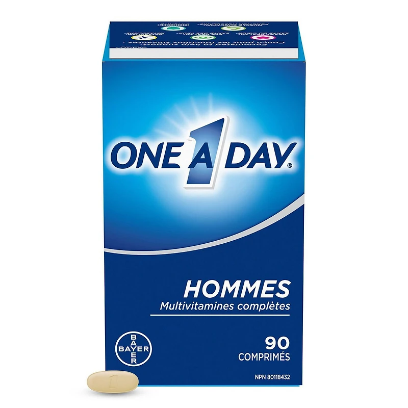 Multivitamines One A Day pour hommes – Vitamines quotidiennes pour hommes, contenant des vitamines A, C et D et du zinc pour soutenir la santé immunitaire, des vitamines E et B12, du magnésium et du calcium