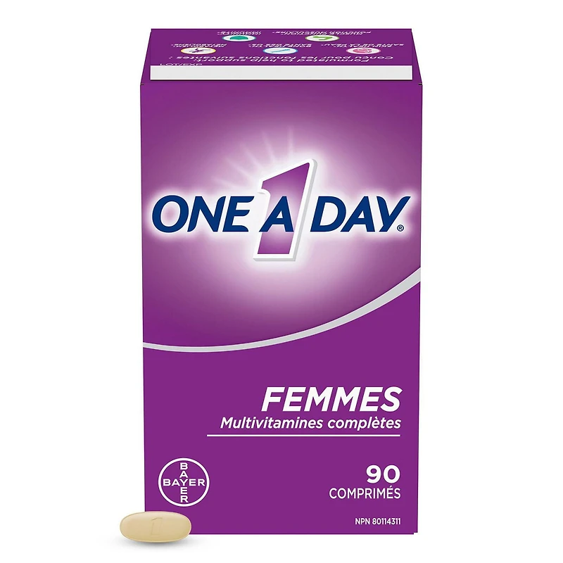 Multivitamines One A Day pour femmes – Vitamines quotidiennes pour femmes – Multivitamines pour femmes avec vitamines A, C et D, zinc pour le soutien immunitaire, vitamines E et B12, biotine, calcium et fer