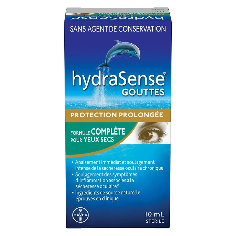 hydraSense Complete Eye Drops, For Dry Eyes, Immediate Comfort and Intense Relief, Preservative Free, Naturally Sourced Lubricant, 10 mL