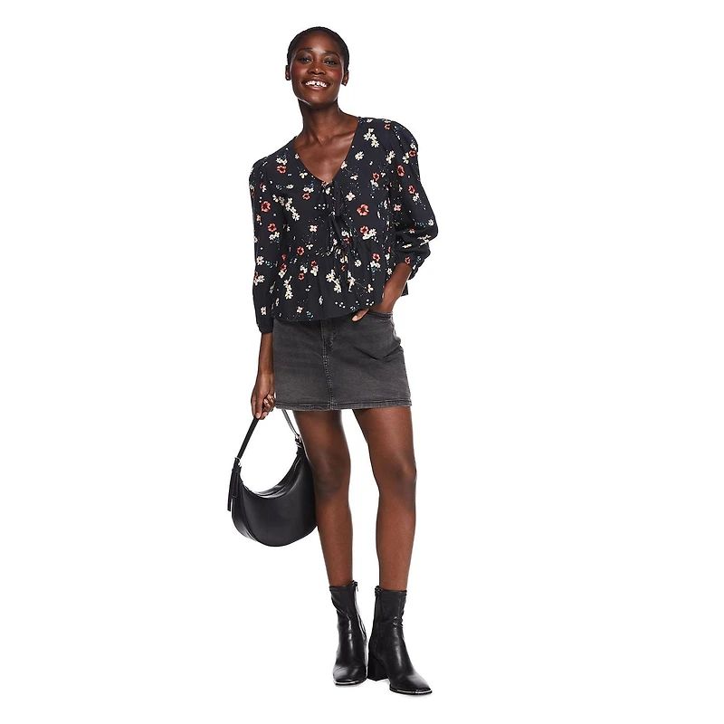 George Women's Printed Tie Front Top