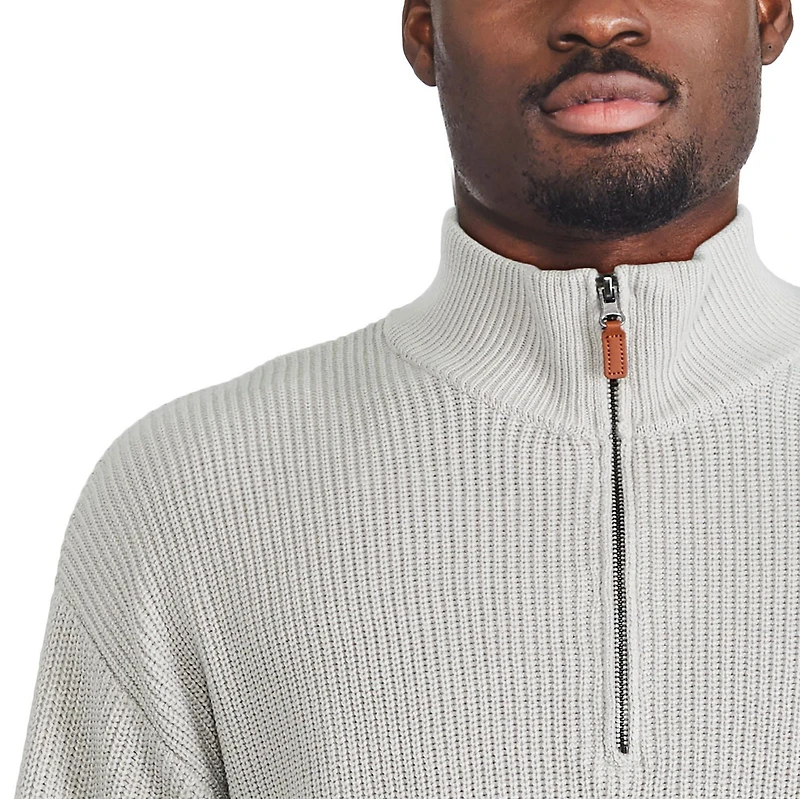 Chandail à demi-fermeture éclair et tricot côtelé George pour hommes Tailles P-2XL