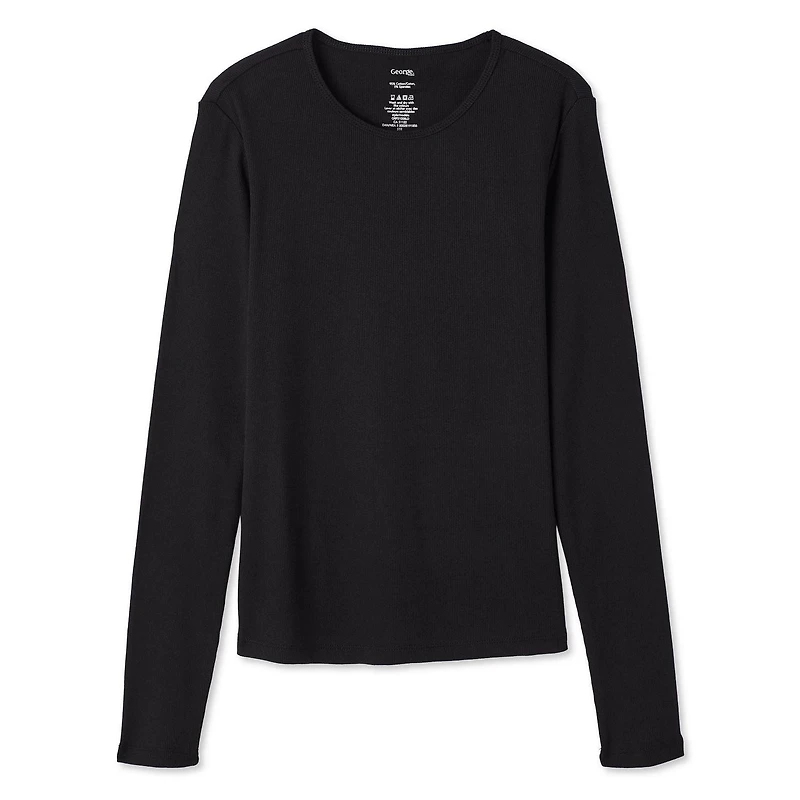 George Women's Long Sleeve Rib Tee, Sizes XS-XXL