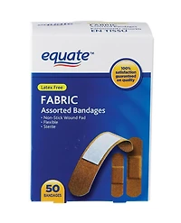 Equate Fabric Assorted Bandages, 50ct