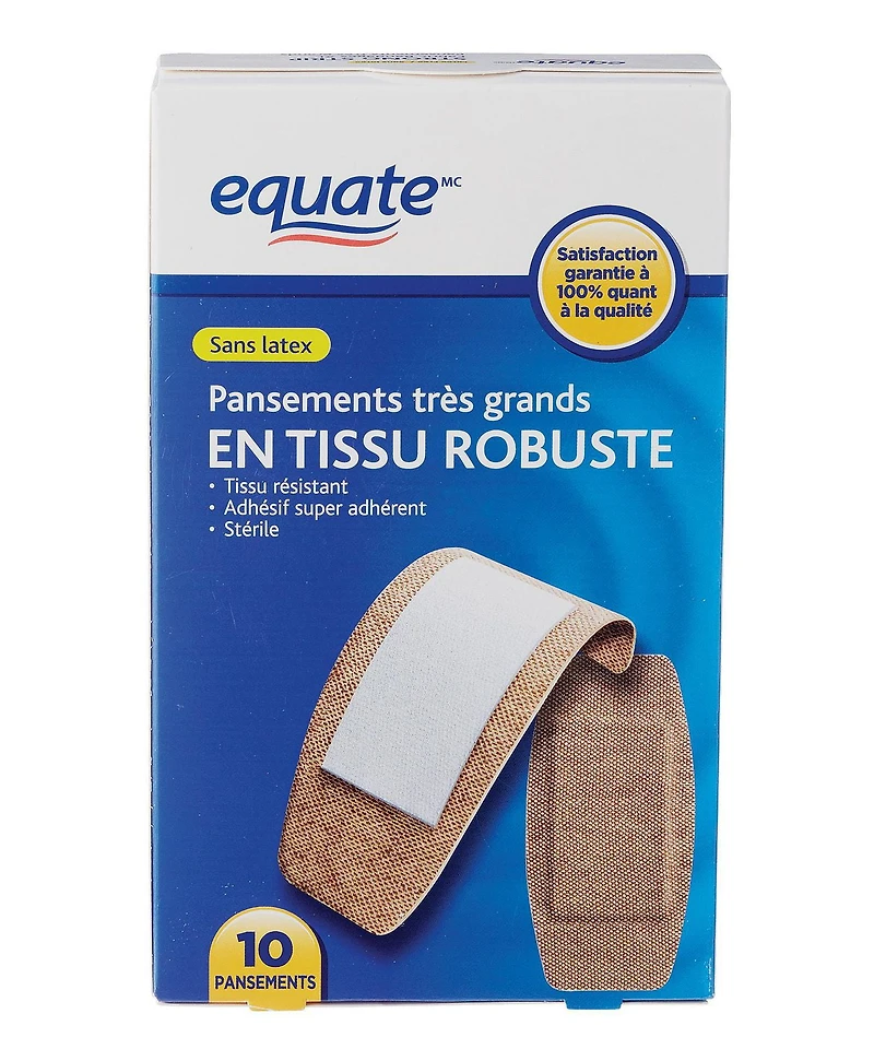 Equate Strong Strip Fabric Bandages XL, 10ct
