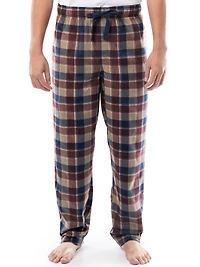 Fruit of the Loom Men's Microfleece Lounge Pants, burgundy and blue plaid
