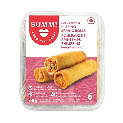 SUMM! Pork Lumpia Filipino-Style Spring Roll, 6 pieces spring rolls with 1 package of sauce